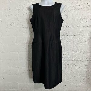 Calvin Klein Womens Dress 10 Gray Fitted Zip Back Knee Length Sleeveless Career